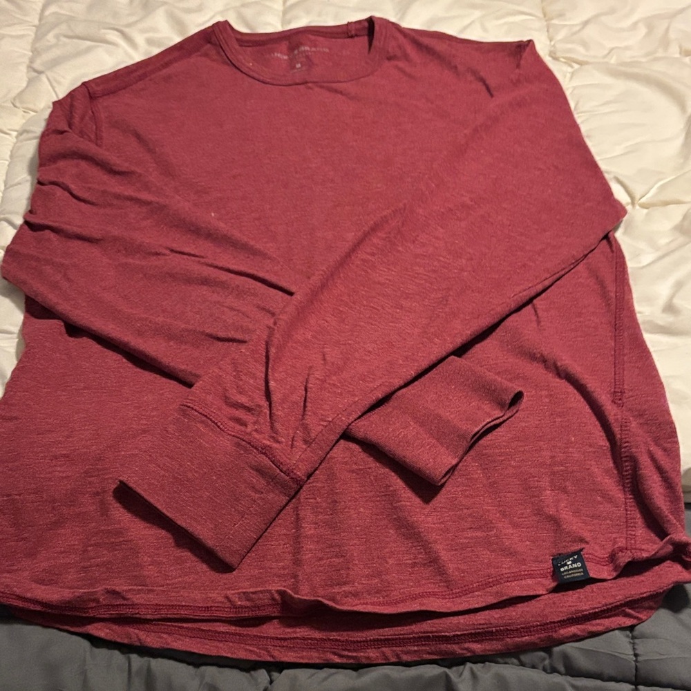 Lucky Brand Men's Burgundy Long Sleeve Tee